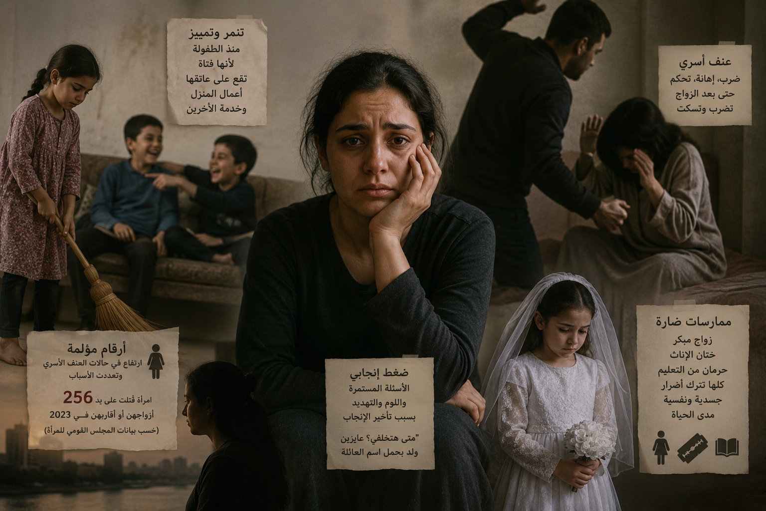 العنف ضد المرأة - صورة مولدة بالذكاء الاصطناعي